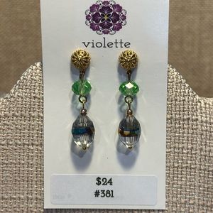 Unique Vintage Beaded Earrings #381 Handmade by Violette Grace
